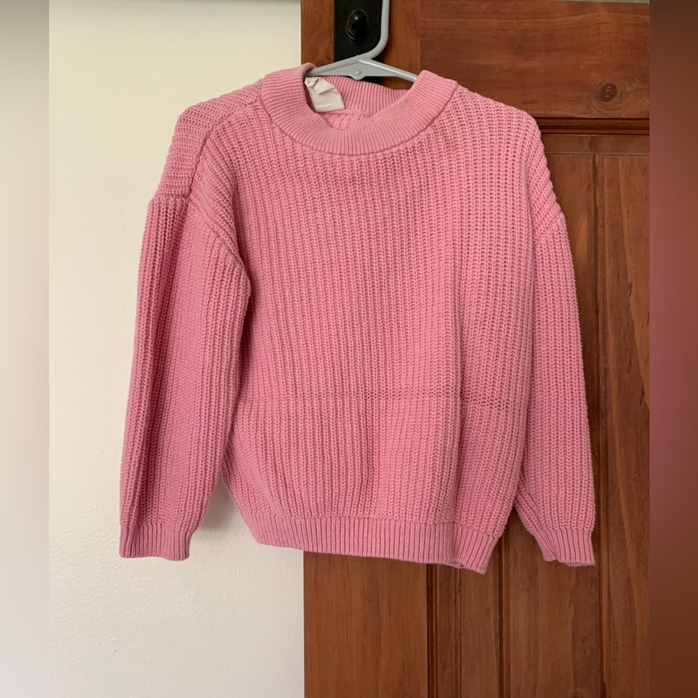 H&M pink mockneck button detail sweater